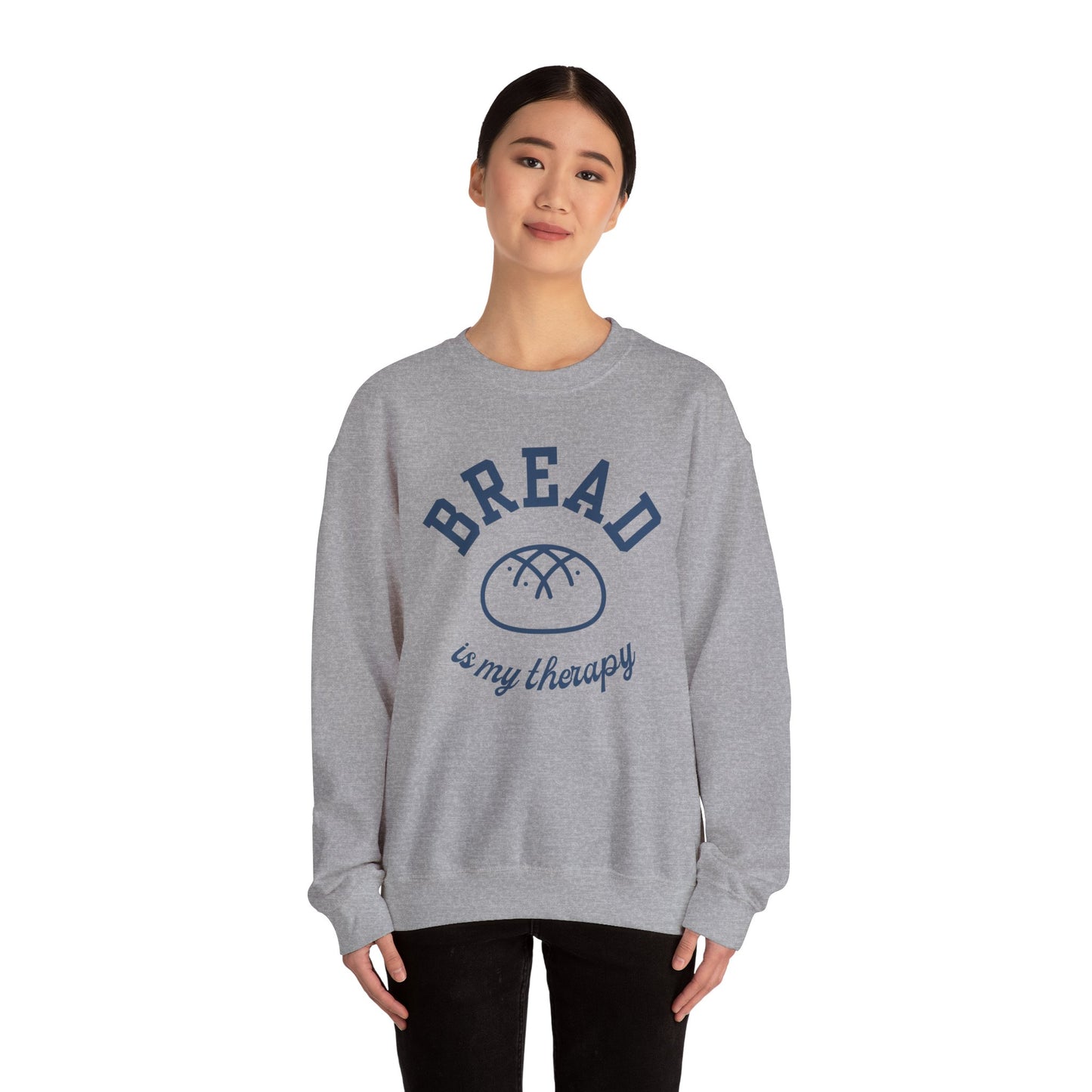 "Bread is my Therapy" Crewneck Sweatshirt - Unisex Heavy Blend, Cozy and Stylish