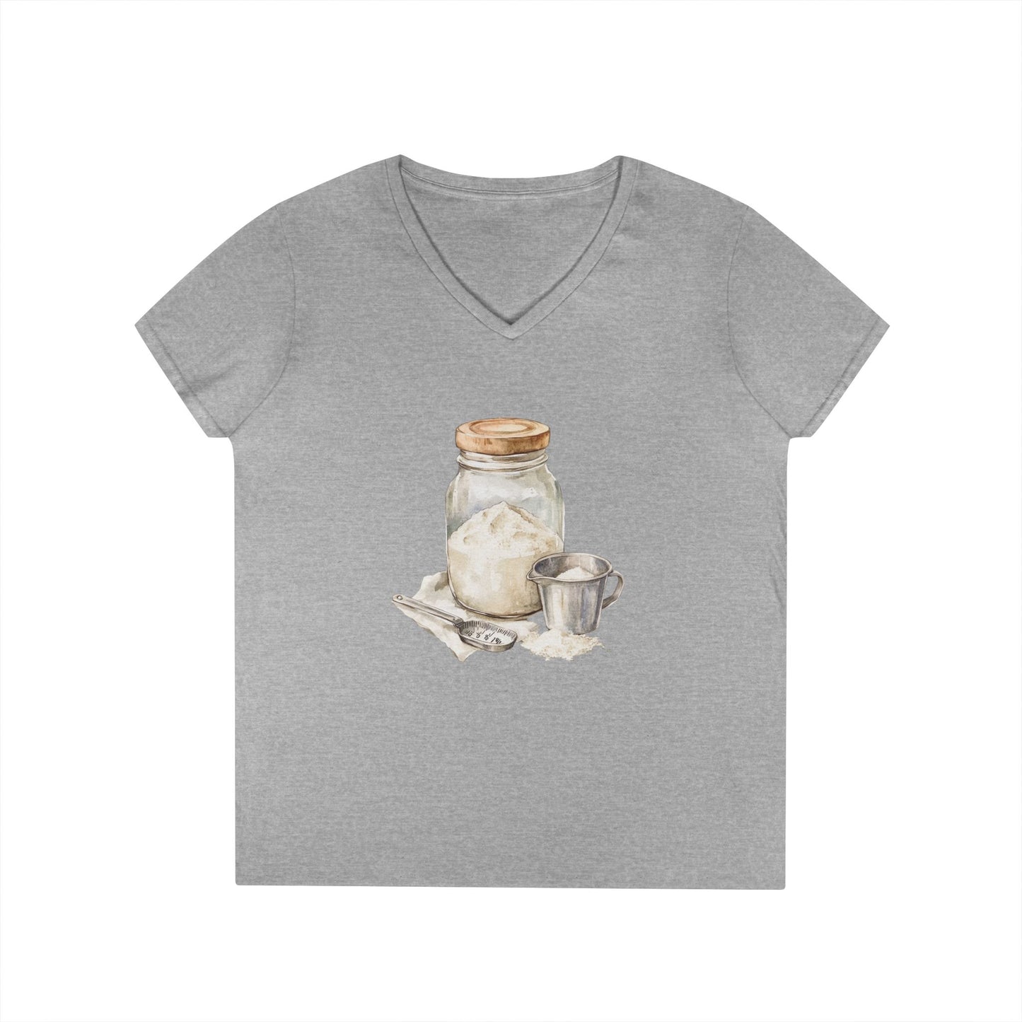 Rustic Kitchen Ladies V-Neck T-Shirt - Perfect for Home Chefs & Baking Enthusiasts