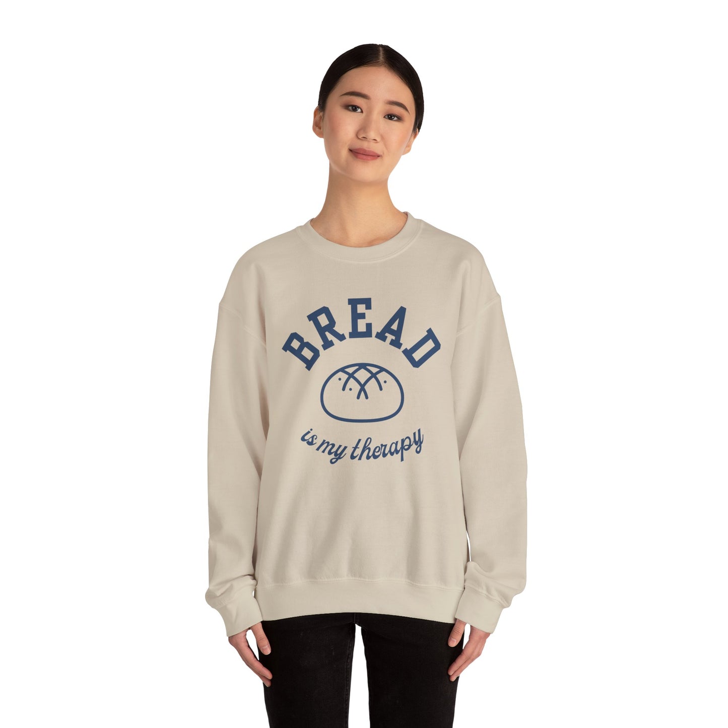 "Bread is my Therapy" Crewneck Sweatshirt - Unisex Heavy Blend, Cozy and Stylish