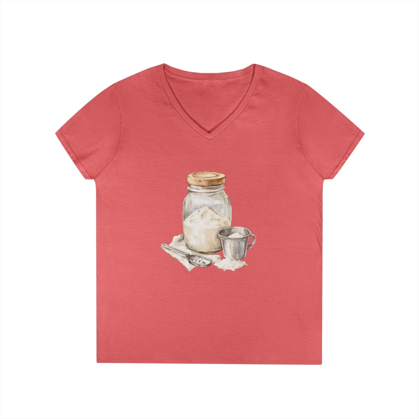 Rustic Kitchen Ladies V-Neck T-Shirt - Perfect for Home Chefs & Baking Enthusiasts
