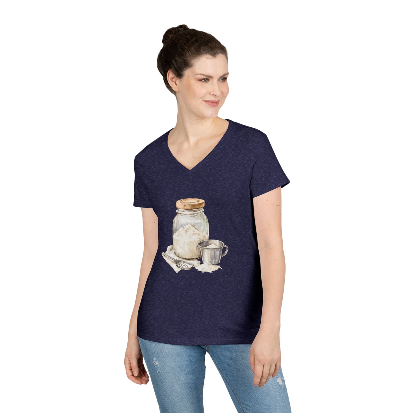 Rustic Kitchen Ladies V-Neck T-Shirt - Perfect for Home Chefs & Baking Enthusiasts