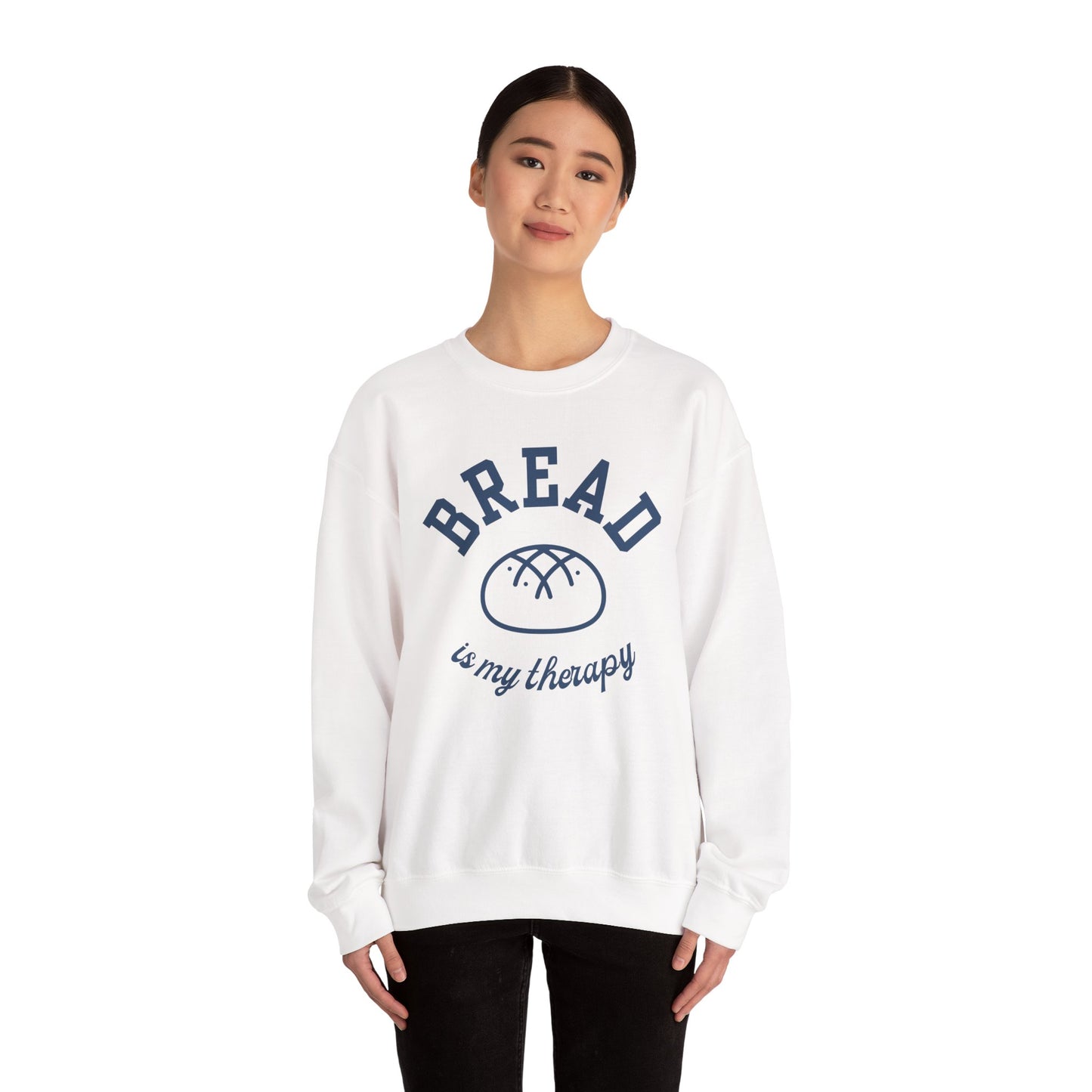 "Bread is my Therapy" Crewneck Sweatshirt - Unisex Heavy Blend, Cozy and Stylish