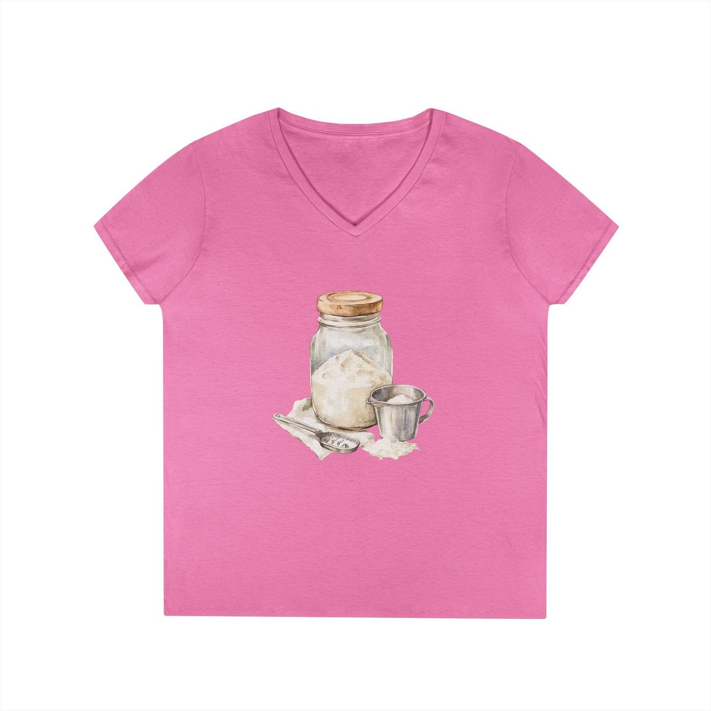 Rustic Kitchen Ladies V-Neck T-Shirt - Perfect for Home Chefs & Baking Enthusiasts